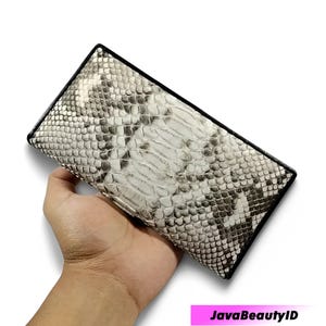 Cartera larga de piel de pitón exótica: elegante y duradera, cartera de piel de pitón, cartera de piel de serpiente, cuero exótico, cartera de serpiente