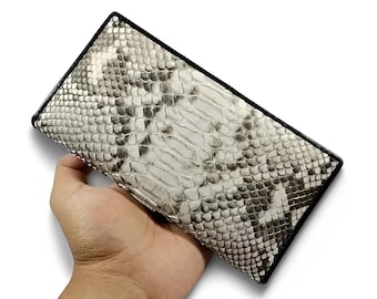 Cartera larga de piel de pitón exótica: elegante y duradera, cartera de piel de pitón, cartera de piel de serpiente, cuero exótico, cartera de serpiente
