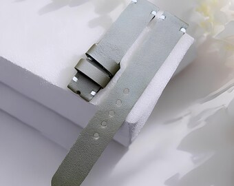 Handmade Moss Green Cowhide Strap Flexible and Comfortable Fine Stitching,Leather Watch Strap, Handmade Strap, Leather Strap