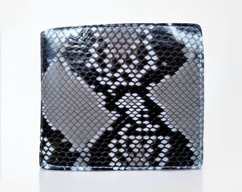 Elegant Bifold Wallet in Authentic Python Skin in Natural Color, Python Skin Wallet, Snake Skin Wallet, Exotic Leather, Snake Wallet