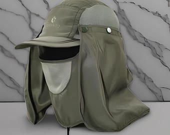 Unisex Microfibre Fishing Hat, Full Sun Protection Cap, Anti UV Outdoor Hat, Detachable Face Flap, Hiking Gear, Anti UV Fishing Cap