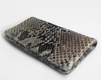 Natural Python Leather Long Wallet – Premium Unisex Bifold Style, Snake Skin,Exotic Wallet,Color Wallet,Men's Wallet