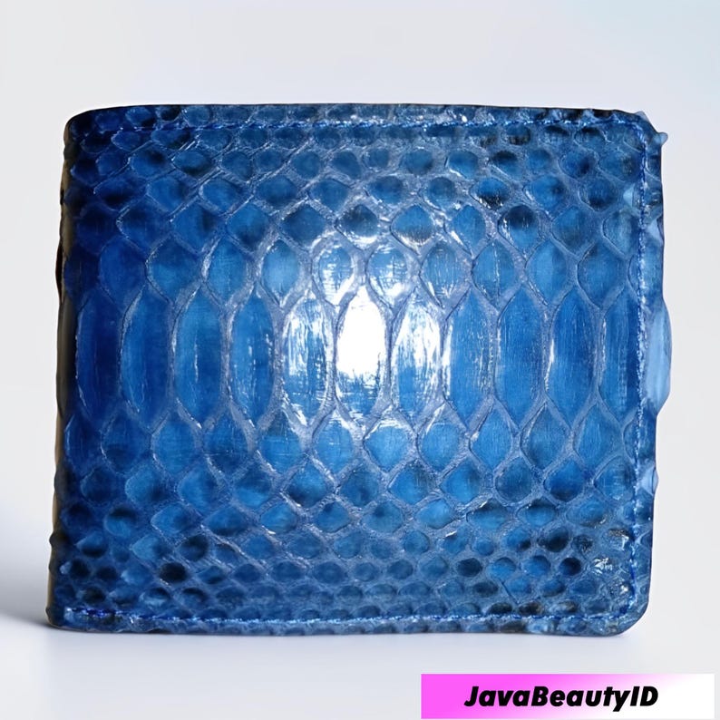 Handcrafted Real Python Leather Wallet – Blue Edition, Python Skin Wallet, Snake Skin Wallet, Exotic Leather, Snake Wallet