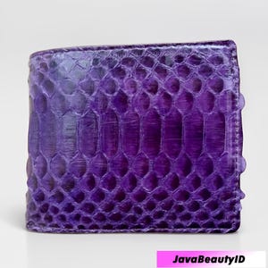 Echte Python Schlangenhaut Herren Brieftasche Exklusive und Komfortable Lila Farbe, Pythonleder Brieftasche, Schlangen Haut Brieftasche, Exotisches Leder