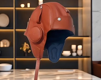 Men's Genuine Leather Aviator Hat, Pilot Cap with Ear Flaps, Vintage Style, Warm Winter Hat, Retro Aviator Cap, Unique Gift