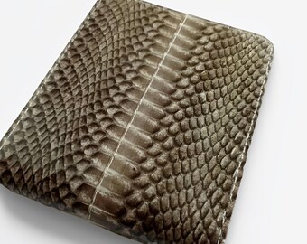 Portafoglio marrone chiaro elegante - realizzato in vera pelle di serpente, pelle di serpente, portafoglio esotico, portafoglio colorato, portafoglio da uomo