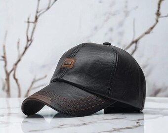 Cappello da baseball in pelle da uomo, berretto sportivo casual, cappello in stile vintage per uomo, cappello sportivo casual, regolabile, elegante streetwear unisex