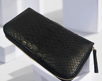 Cartera de piel de serpiente pitón para mujer: elegante y con clase, piel de serpiente, cartera exótica, cartera de color, cartera de mujer, cartera de cuero
