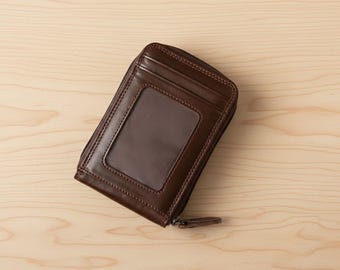Genuine Leather Slim Card Wallet for Unisex, Minimalist ID Card Holder Compact Sleeve Organizer