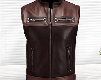 Leather Riding Biker Vest for Adult Men, Leather Vest, Biker Leather Vest, Mens Leather Vest, Western Leather Vest, Leather Biker Riding