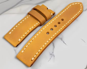 Tan Genuine Cowhide Leather Watch Strap Handmade Neat Stitching, Leather Watch Strap, Handmade Strap, Leather Strap