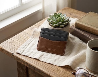 Vigo Slim Leather Card Holder, Minimalist Unisex Card Case, Compact Credit Card Wallet