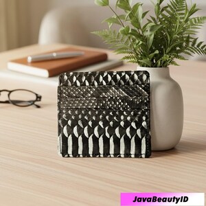 Snake Skin Card Holder, Exotic Python Leather Wallet, Slim Credit Card Case