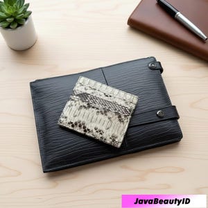 Snake Skin Card Holder, Exotic Python Leather Wallet, Slim Credit Card Case