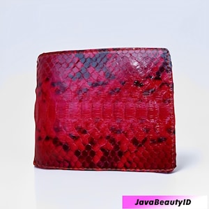 Cartera de piel de pitón roja exótica: diseño elegante y duradero, cartera de piel de pitón, cartera de piel de serpiente, piel exótica, cartera de serpiente