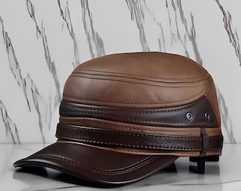 Classic Genuine Leather Cap, Vintage Baseball Hat, Adjustable Snapback, Men's Retro Trucker Style, Vintage Dad Hat, High Quality Gift