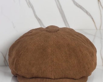 Gatsby Kappe - Vintage Mütze aus Spitze Blinders Style, Schiebermütze aus echtem Leder mit Schirm