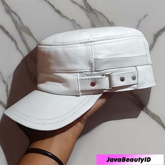 Real Leather Command Hat, Adjustable Ring Detail Military Cap, Biker Style, Field Cap, Military Style Cap, Unique Leather Gift