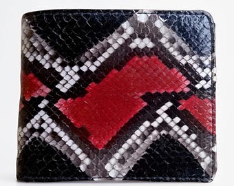 Cartera única de piel de pitón multicolor: piel auténtica, piel de pitón, piel de serpiente, piel exótica, piel de serpiente