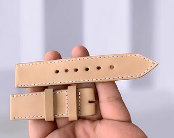 Genuine Cowhide Watch Strap Handmade Cream Flexible and High Quality,Leather Watch Strap,Handmade Strap,Leather Strap,Genuine Cowhide
