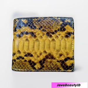 Carteira Python Amarela – Escolha Elegante e Elegante, Pele de Cobra, Carteira Exótica, Carteira Colorida, Carteira Masculina, Carteira Única