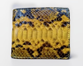 Gelbe Python-Geldbörse - Stilvolle und edle Wahl, Schlangenhaut, exotische Geldbörse, Farbbrieftasche, Herrenbrieftasche, einzigartige Brieftasche