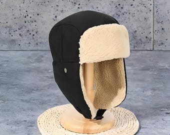Classic Russian Ushanka Hat Winter Trapper Bomber Ski Cap with Faux Fur Earmuffs