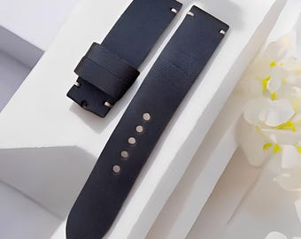 Genuine Cowhide Watch Strap Handmade Black Soft Flexible and Durable,Leather Watch Strap,Handmade Strap,Leather Strap,Genuine Cowhide