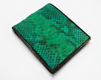 Authentic Green Python Skin Wallet – Elegant And Unique, Python Skin Wallet, Snake Skin Wallet, Exotic Leather, Snake Wallet