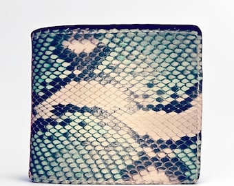 Cartera de piel de serpiente pitón para hombre, piel de serpiente, cartera exótica, cartera de piel de pitón, cartera de piel de serpiente, cuero exótico