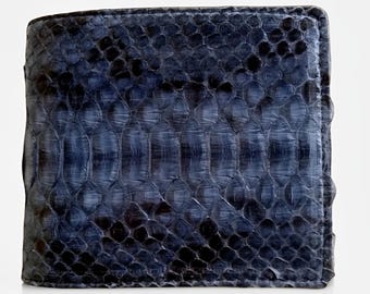 Cartera sofisticada para hombre en piel de pitón auténtica (gris), piel de pitón, piel de serpiente, piel exótica, piel de serpiente