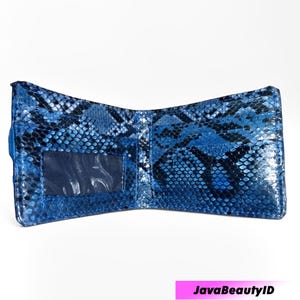 Handcrafted Real Python Leather Wallet – Blue Edition, Python Skin Wallet, Snake Skin Wallet, Exotic Leather, Snake Wallet