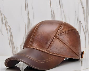 Luxury Genuine Leather Hat Line, Adjustable Unisex Fit, Vintage Brown & Modern Colors, Handmade Leather Hat, Perfect Premium Gift