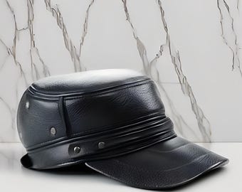 Premium Genuine Leather Baseball Cap, Classic Style Dad Hat, Handmade Unisex Headwear, Adjustable Snapback, Classic Hat, High Quality