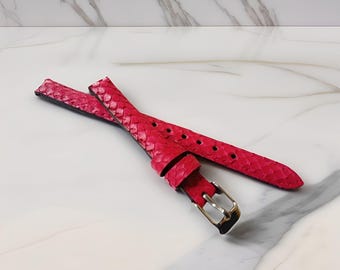 Elegant Pink Genuine Leather Womens Watch Strap, Leather Watch Strap, Handmade Strap, Leather Strap, Genuine Cowhide Leather