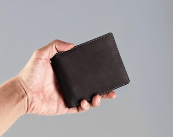 Minimalist Men Wallet in Genuine Leather, Leather Wallet, Cowhide Wallet, Bifold Wallet, Men's Wallet