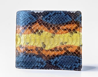 Cartera plegable de auténtica piel de pitón: elegante y sofisticada, cartera de piel de pitón, cartera de piel de serpiente, piel exótica, cartera de serpiente