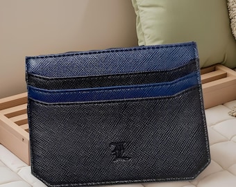 Laszlo Slim Vegan Leather Card Holder Minimalist 6 Slot Credit Card Wallet Ultra Thin Front Pocket Sleeve Simple Travel Gift