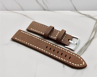 Rustic Brown Leather Watch Band Full Grain Cowhide, Leather Watch Strap, Handmade Strap, Leather Strap, Genuine Cowhide Leather
