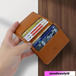 Genuine Leather Card Wallet for Men Minimalist Bifold Organizer Handmade Slim Accessory Gift