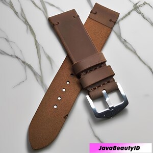 Crazy Horse klockarmband i äkta läder, 1 lager, brunt, läderarmband, handgjort läderarmband