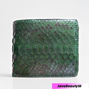 Genuine Python Snake Skin Men's Wallet Bifold Elegant and Comfortable Green Color,Python Skin Wallet,Snake Skin Wallet,Exotic Leather