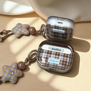 Ins Fashion Brown Grid Case, 3D Airpods Pro 2 Case | Airpods 4 Case - Gift For Her
