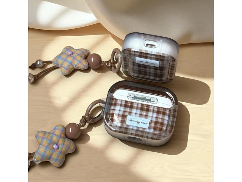 Ins Fashion Brown Grid Case, 3D Airpods Pro 2 Case | Airpods 4 Case - Gift For Her