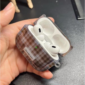 Ins Fashion Brown Grid Case, 3D Airpods Pro 2 Case | Airpods 4 Case - Gift For Her