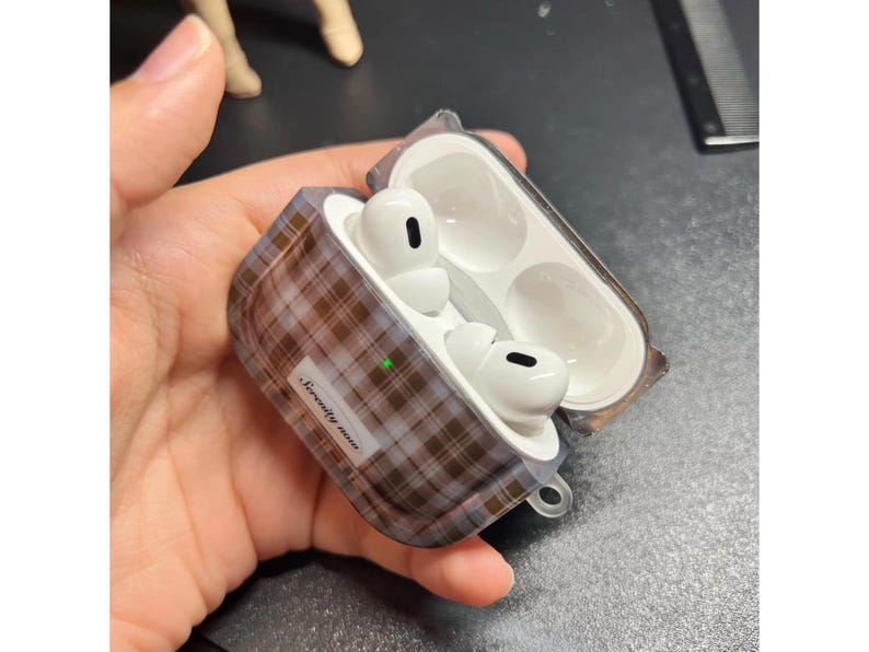 Ins Fashion Brown Grid Case, 3D Airpods Pro 2 Case | Airpods 4 Case - Gift For Her