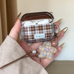 Ins Fashion Brown Grid Case, 3D Airpods Pro 2 Case | Airpods 4 Case - Gift For Her