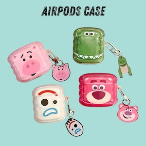 Bear Airpods Case, Cartoon Airpod Case, Earphone Protective Cover with Keychain | Apple Airpods Cover - Gift For Him/her
