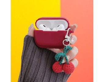 Cherry Airpods Case, Knitted Airpod Covers, Earphone Case For Airpods Pro 2 | Airpods 4 Case - Gift For Her