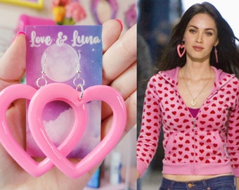 Big Heart Earrings / Cute Pink Earrings / Statement Earrings / Jennifer's Body Movie / Y2K/ Valentine's Day